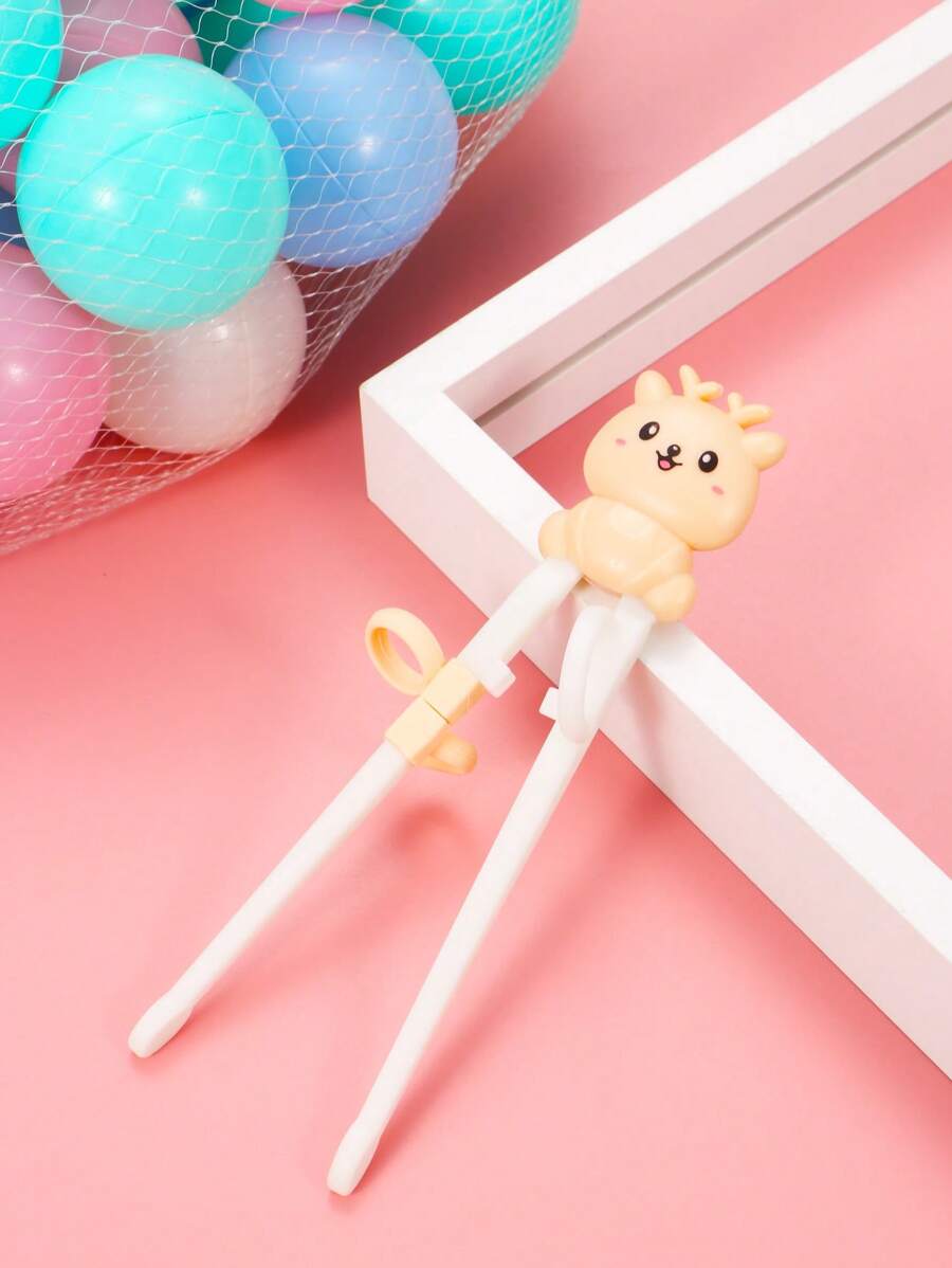 1pc Creative Reindeer Design Practice Training Chopsticks,School Supplies - Beige - View 1