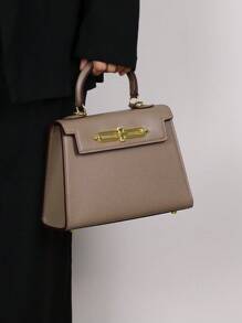 2025 高端时尚女士手提包，优雅小巧的棕榈纹理包，OL通勤多功能工作包，奢华立体小方包，女士单肩斜挎包 - 灰色 - 查看 5