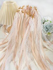 10/20PCS Lace Ribbons And Silver Bell Party Wands, Party Gifts, Ribbon Wands, Wedding Decorations, Magic Fairy Wands