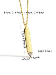 Charm-In 1 pieza de collar con forma de rectángulo y piedras de circonita brillantes, artículo de moda para mujer, adecuado para uso diario y para ir al trabajo, gran regalo para ella