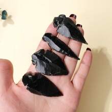 1 件天然黑曜石羽毛箭水晶雕刻石工艺品矿物标本吉祥物风水收藏家居装饰父亲父亲礼物 - 黑曜石箭頭 - 查看 3