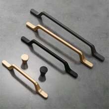 1 Piece Of Modern Minimalist Aluminum Alloy, Gold/Black Handle Drawer, Wardrobe, Nightstand, Locker, Door Handle, Furniture Hardware