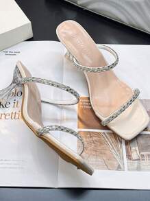 New Rhinestone Strap High Heel Transparent Fairy-Style Sandals