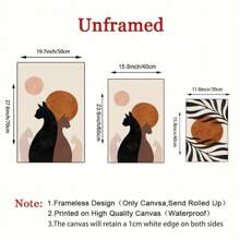 3PCS Abstract Boho Sun Bowls Black Cats Prints Wall Art Minimalist Neutral Canvas Painting Modern Pictures Living Room Decor Posters Frameless