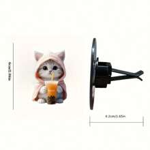 3pcs Cute Cat Car Ventilation Air Freshener Clip - Creative Hoodie Cat, Milk Tea Cat, Bell Cat Designs, 2D Acrylic Car Ventilation Decoration Clip, Comes With Aromatherapy Sheet, Deodorization + Random Scents, Car Air Freshener, Car Interior Decoration, Perfect Gift For Family And Friends