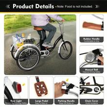 20 Inch Adult Tricycle Trike Bicycle 3-Wheel Bike 1-Speed Tricycle With Basket - black color - View 4