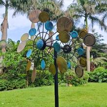 1 szt. lub hurtowo 4 sztuki metalowego wiatraka, zewnętrzna kinetyczna rzeźba, dekoracja palika ogrodowego bez prądu, kolorowa sztuka ogrodowa zasilana wiatrem, idealny prezent świąteczny