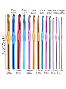 14支装多色铝制钩针，2-10毫米钩针，现代铁质编织钩针，适合初学者和经验丰富的钩针爱好者 - 彩色 - 查看 10
