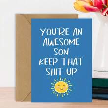 Funny Birthday Greeting Card For Son - 1pc You're An Awesome Son Keep That Up Card With Envelope For Son's Graduation Or Special Occasion