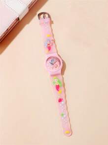 Cute Colorful Silicone Strap Mermaid Design Quartz Cartoon Children Watch - Pink - View 2