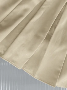 年轻女孩 2 件套休闲梭织面料吊带背心和直筒裤套装，适合夏季 - 米色 - 查看 5