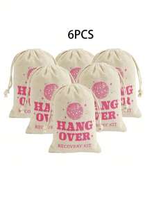 2/4/6 chiếc Túi đựng đồ giải rượu cho tiệc độc thân - Túi vải rút có thẻ quà tặng cho quà tặng sinh tồn cho đám cưới và phù dâu - Nhiều màu - Xem 9