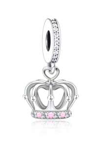 1 件时尚银色电镀水钻皇冠吊坠，母亲节礼物 - 銀色 - 查看 1