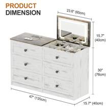3 In 1 Vanity Desk With 3-Color Lights, Flip Top Mirror Makeup Vanity Set With Gun Drawer,Compact Vanity With Charging Station, 3 Drawers & Hidden Lock & Padded Stool - 白色 - 查看 2