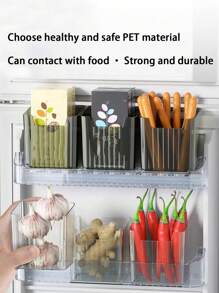 1/2pcs Fridge Organizer Baskets, Food Safe, Suitable For Garlic, Ginger, Spices Storage, Space Saving, Reusable, Washable, Wall Mounted No-Drill, Kitchen Accessories
