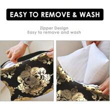 LAPONO Cushion Covers Velvet 4 Packs, 45x45 Cm Square Throw Pillow Case Soft Sofa Pillowcases Modern Line Decorative With Invisible Zipper For Couch Livingroom Bedroom Home (Black White)