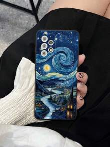 Perforowana krawędź Van Gogh Starry Sky Malowane etui na telefon odporne na wstrząsy do P14 Pro Max, 3D Cartoon P13, P11 Malowane P12 Odporne na wstrząsy XR, 7 8 GES2, XS Phones