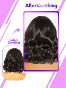 Peluca bob sin pegamento de cabello humano, peluca ondulada de bob corto con cierre frontal de encaje para mujeres, peluca de cierre de encaje 4x4 pre desplumada para usar y llevar, peluca de cierre de encaje cortada previamente mejorada sin pegamento en colores naturales de 8 a 16 pulgadas - Natural Black - Ver 9