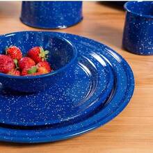 Cinsa Vajilla Rustik 16 piezas para 4 personas, 16 piezas, peltre ligero, set de vajilla, platos, bowls, tazas (Azul Real Nevado) - Azul Real Nevado - Ver 6
