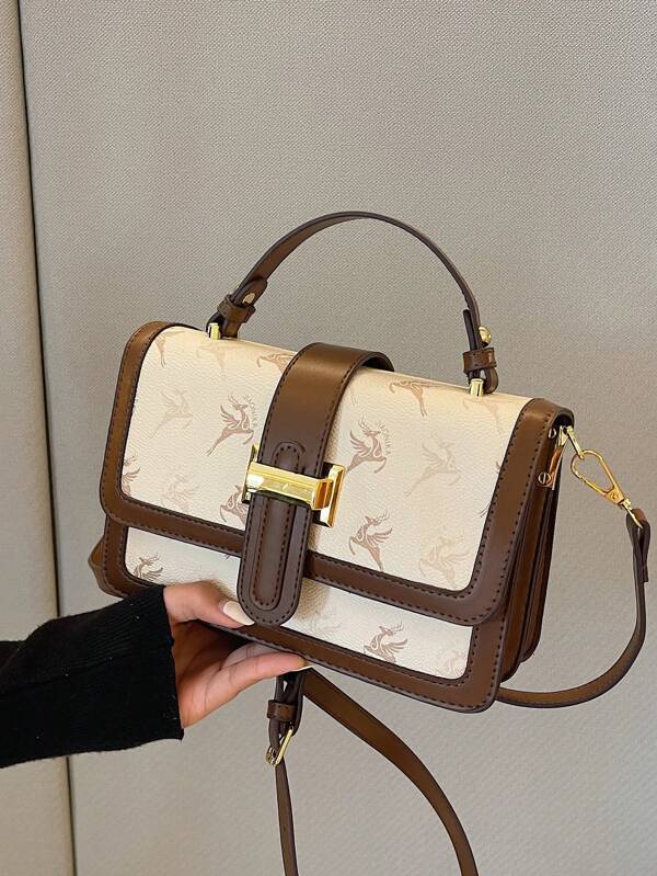 Vintage Large Capacity Tote Bag, Luxury PU Crossbody Bag, Women's Classic Casual Handbag & Shoulder Purse