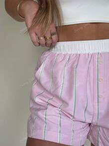 Dames gestreepte casual minimalistische shorts, dagelijks gebruik