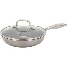 Sartén Universal Tri-Capa de Acero Inoxidable 24 cm – Antiadherente Híbrido con Tapa de Vidrio – Apto para Inducción, Gas y Eléctrico – Horno hasta 260°C – Profesional, Durable y de Alto Rendimiento - 1 - Ver 9