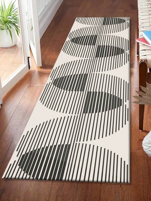 1pc Modern Minimalistisch Stijl Grijs Gang Tapijt, Kristal Fluweel, 1000g/㎡, Rechthoek, Antislip Wasbaar, Woondecoratie, Geschikt Voor Woonkamer, Keuken, Eetkamer, Kantoor, Alle Seizoenen