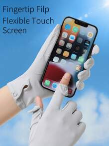 1 Pair Minimalist Summer UV Protection Gloves, Thin Short Breathable Ice Silk Cooling Outdoor Sun Block Gloves For Women