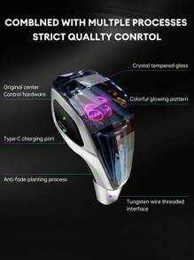 XUDA 新款水晶换档旋钮，带 7 色 LED 灯，即插即用，侧端口，握感舒适，防刮，适用于雷克萨斯、三菱、奥迪、奔驰等车辆 - 銀色 - 查看 7