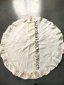 1pc Plain Lotus Edge Round Tablecloth, Suitable For Festivals, Daily Use, Gatherings, Decoration