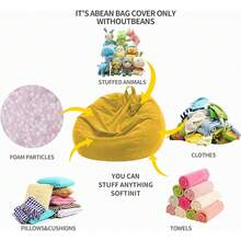 Funda para silla de puf de 3 pies (sin relleno) para adultos y niños, 300 l extragrande de almacenamiento de animales de peluche lavable, suave de primera calidad (amarillo) - Amarillo profundo - Ver 5
