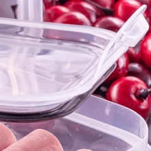 PLASUTIL Kit 3 Porta Frios Potes Hermético C/ Travas Cesto Escorredor 500ml 1,2 L e 4 L Alimentos Frutas Vegetais - Transparente - Visão 8