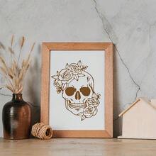 9pcs Floral & Animal Stencil Set, 7.9x7.9 Inch Reusable Floral Skull Stencils With Metal Rings, Patterns Include Elephant, Cow, Rabbit, Wolf, Butterfly, Etc., Suitable For Painting On Wood, Walls, Farmhouse Style Canvas, Scrapbooks And Other Home Decor - White - View 4