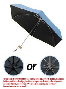 Paraguas mini compacto y elegante - de doble uso para días soleados/lluviosos, de cinco pliegues, con mango dorado, fácil de llevar para la escuela, la oficina, el hogar, viajes, refrescarse en verano, la playa