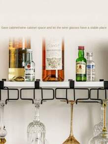 1 pieza Soporte colgante creativo para copas de vino, estante portavasos de metal para almacenamiento de copas sin necesidad de taladrar