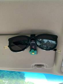 1pc Cute Flower Car Visor Clip, Multifunctional Sunglasses Holder, Sun Shade, Card/Receipt Clip