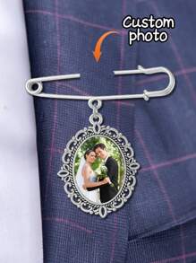 1 pieza Broche de encaje con transferencia de calor de foto personalizada, Colgante conmemorativo de graduación personalizado DIY, Colgante de foto para correa de sombrero de graduación DIY, Flor de pecho conmemorativa, Insignia ovalada de pecho conmemorativa personalizada como regalo - Multicolor - Ver 12