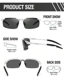 DUCO Mens Sports Polarized  UV Protection  For Men 8177s - White Black Frame Grey Lens - View 3