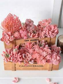 10株仿真多肉植物，假多肉，粉色仿真多肉摆件，窗台绿色植物装饰，多种无盆逼真植物，栩栩如生的塑料多肉茎，多肉花园家居装饰 - 粉色 - 查看 4