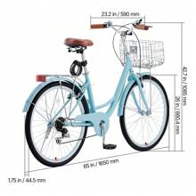 Cruiser Bike, 1 Or 7-Speed, 24 Or 26-Inch Light Blue Or Pink Beach Cruiser Bike With Large Capacity Basket And Rear Rack, Secure & Sturdy Cruiser Bike With Adjustable Seat, Fits For Cycling, Exercise & Shopping - 7-speed 26-inch Light Blue - View 8