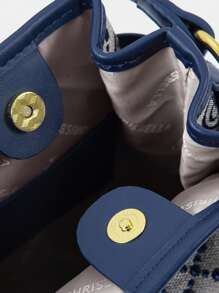 CHRISBELLA Fashion Jacquard Starry Sequin Bucket Bag, Classic Handbag, Shoulder Bag, Crossbody Bag - Blue - View 7