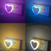 US/EU Plug LED Night Light With Dusk To Dawn Sensor, Heart Shaped Sensor Night Light, Suitable For Bedroom, Kitchen, Stairs, Hallway And Garden - US A Type Plug(110-127V) - View 2