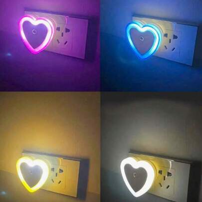 Luz nocturna con sensor de anochecer a amanecer con forma de corazón, adecuada para dormitorio, cocina, escaleras, pasillo y jardín, con enchufe de EE. UU./UE