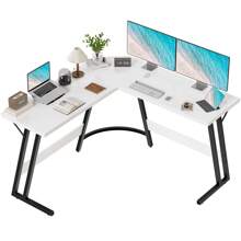 Gaming Table 130x130x70cm, Computer Desk, Corner Desk, L-Shaped Desk, Gaming Desk L-Shaped, Large PC Corner Table, Black Matt - trắng - Xem 1