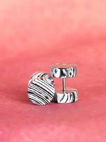 1 对彩色多色圆形绿松石耳钉