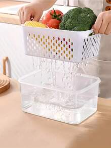 Zestaw 9-częściowy {3 pokrywki + 3 kosze + 3 pudełka} Przykryte pojemniki do przechowywania w lodówce - składane pojemniki do organizacji lodówki z tacką ociekową na owoce, warzywa i produkty suche - wielofunkcyjny system organizacji kuchni na kemping i do jadalni