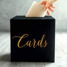 1 Peça Caixa de Papelão com Revestimento Preto (22 cm), Decoração Floral DIY, Para Votação, Caixa de Presente Especial de Casamento, Recepção de Casamento, Dar Presentes, Aniversário, Festa de Formatura, Decoração de Centro de Mesa (Inclui Cartões Brancos)