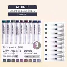 9色丙烯颜料马克笔套装，色彩鲜艳，可叠放，创意软头，适用于绘画、DIY涂鸦艺术创作，是学校和美术用品的理想之选，也是开学季必备品。 - 彩色 - 查看 17