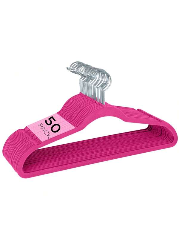 Magma Life 50 Ganchos de Terciopelo para Ropa, Gancho Plateado Giratorio de 360 Grados, Adecuado para Todo Tipo de Ropa, Antideslizante