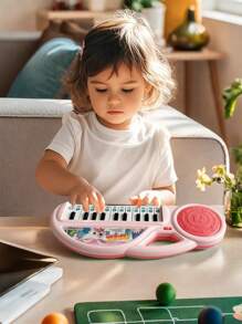 1pc Children's Educational Electronic Piano Toy With 13 Keys, Simulated Piano Musical Instrument Toy Portable Cartoon Kids' Music Piano, Suitable For Boys & Girls, Early Education Toy Gift Birthday Gifts